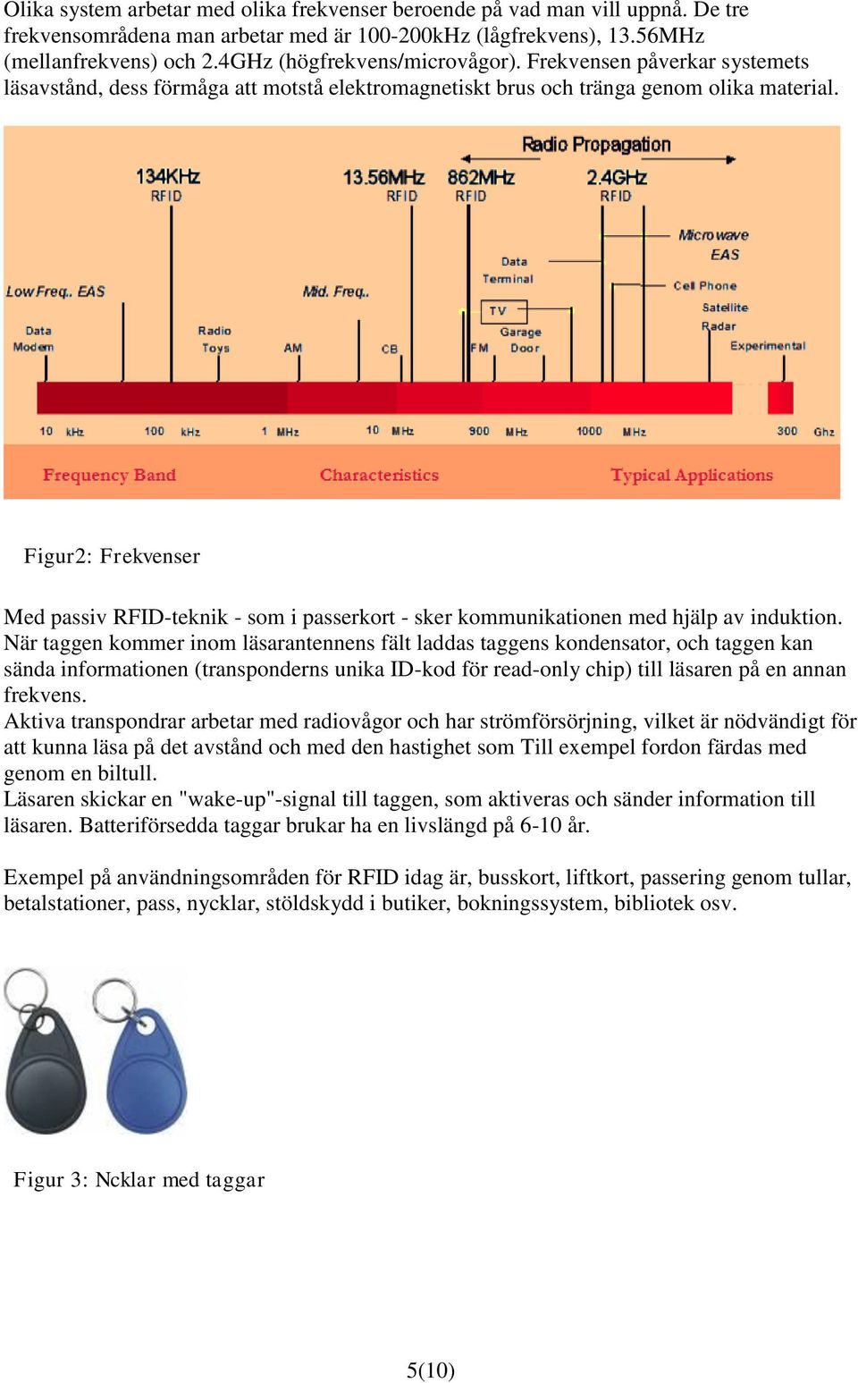 Figur2: Frekvenser Med passiv RFID-teknik - som i passerkort - sker kommunikationen med hjälp av induktion.