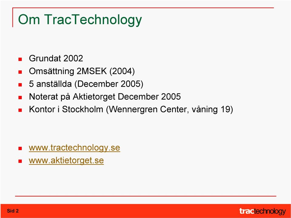 Aktietorget December 2005 Kontor i Stockholm