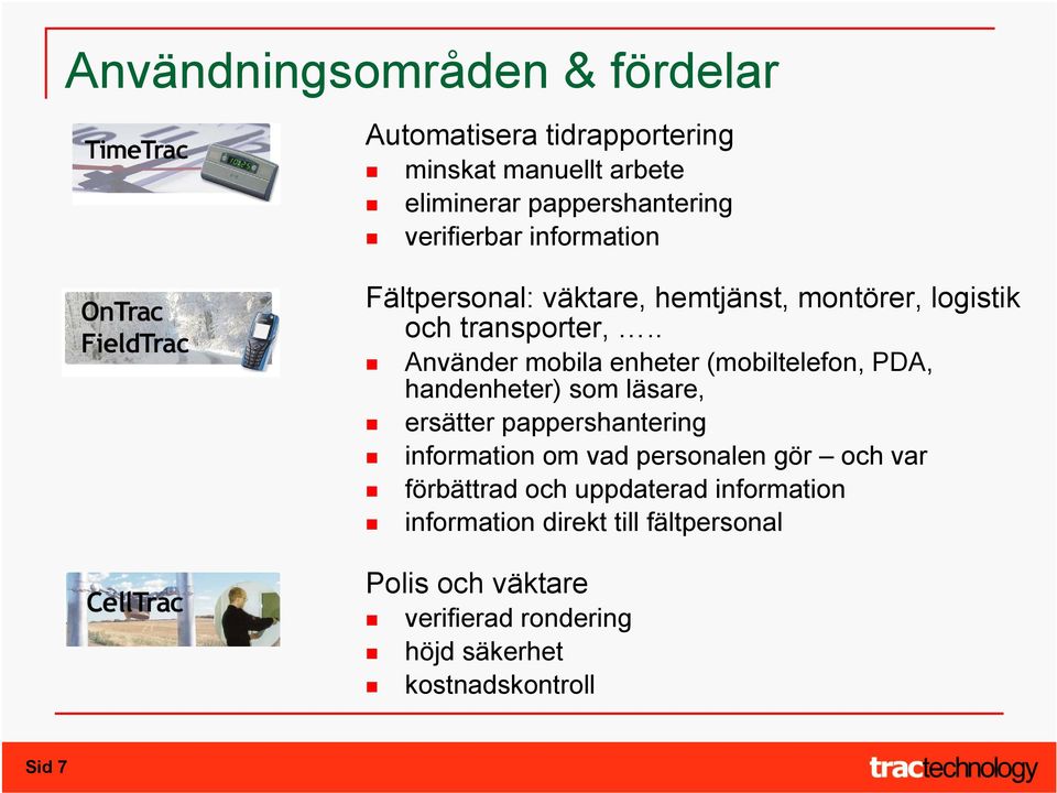 . Använder mobila enheter (mobiltelefon, PDA, handenheter) som läsare, ersätter pappershantering information om vad