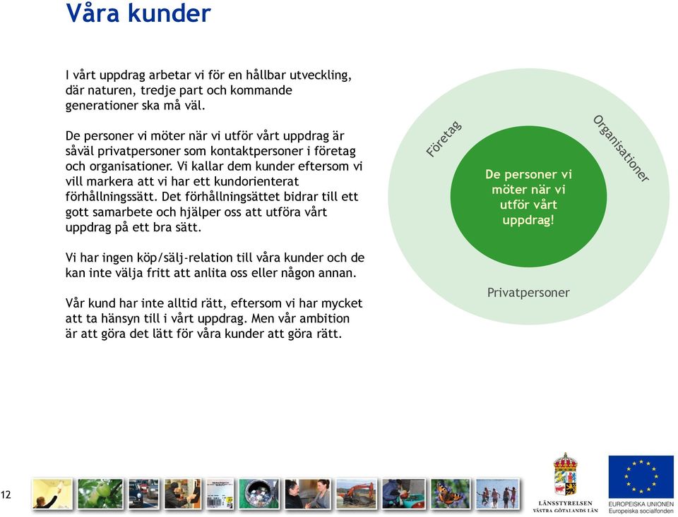 Vi kallar dem kunder eftersom vi vill markera att vi har ett kundorienterat förhållningssätt.