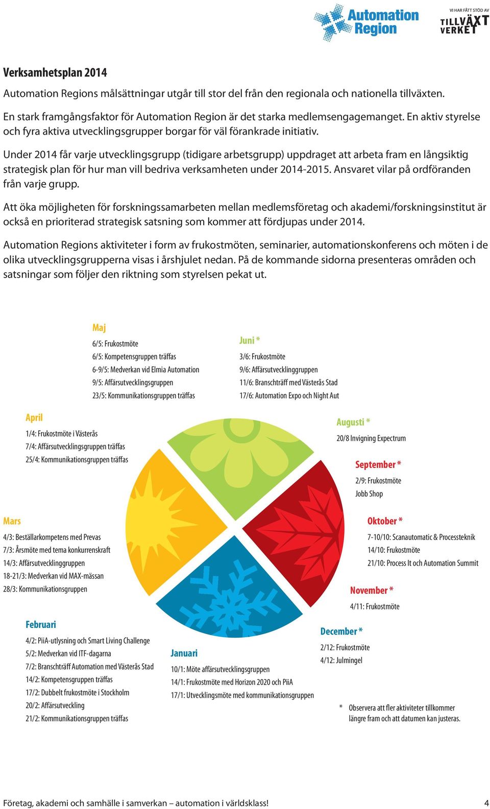 Under 2014 får varje utvecklingsgrupp (tidigare arbetsgrupp) uppdraget att arbeta fram en långsiktig strategisk plan för hur man vill bedriva verksamheten under 2014-2015.