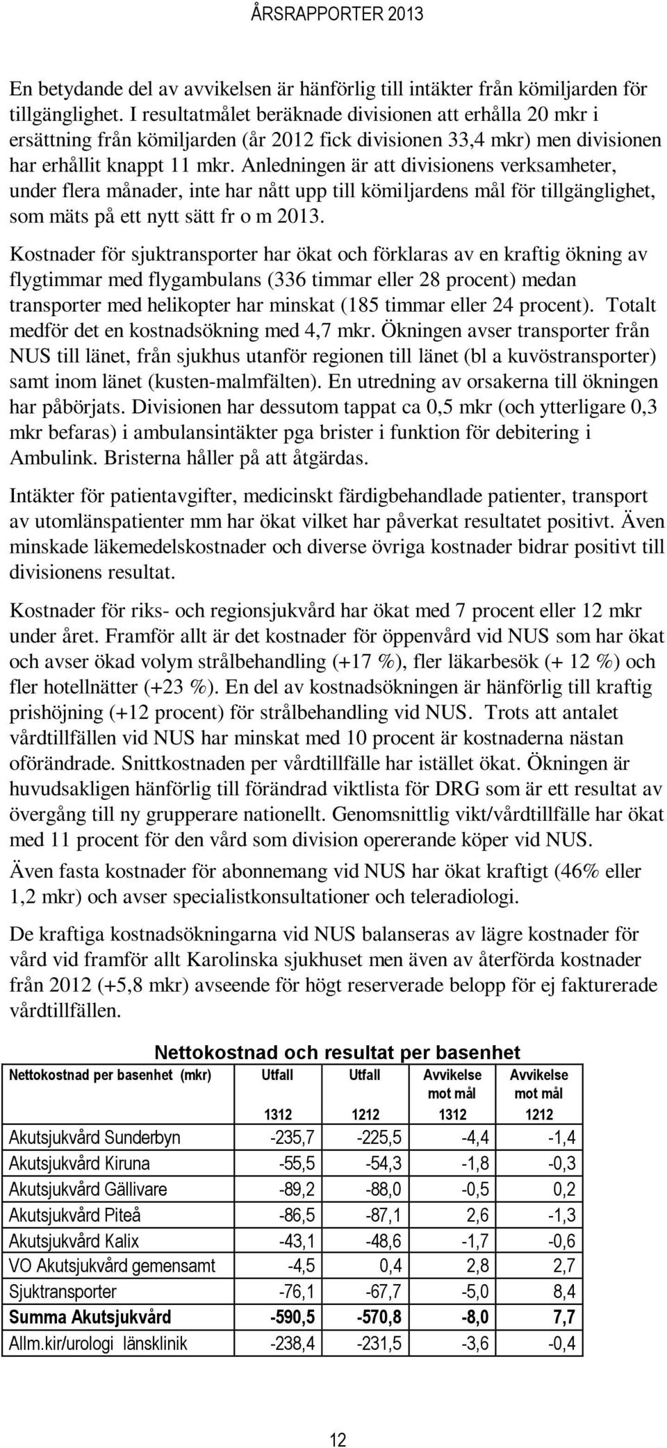 Anledningen är att divisionens verksamheter, under flera månader, inte har nått upp till kömiljardens mål för tillgänglighet, som mäts på ett nytt sätt fr o m 2013.