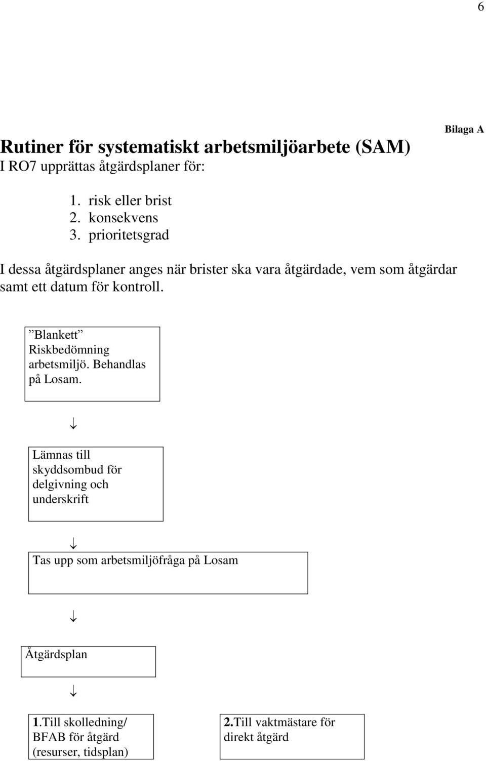 prioritetsgrad I dessa åtgärdsplaner anges när brister ska vara åtgärdade, vem som åtgärdar samt ett datum för kontroll.