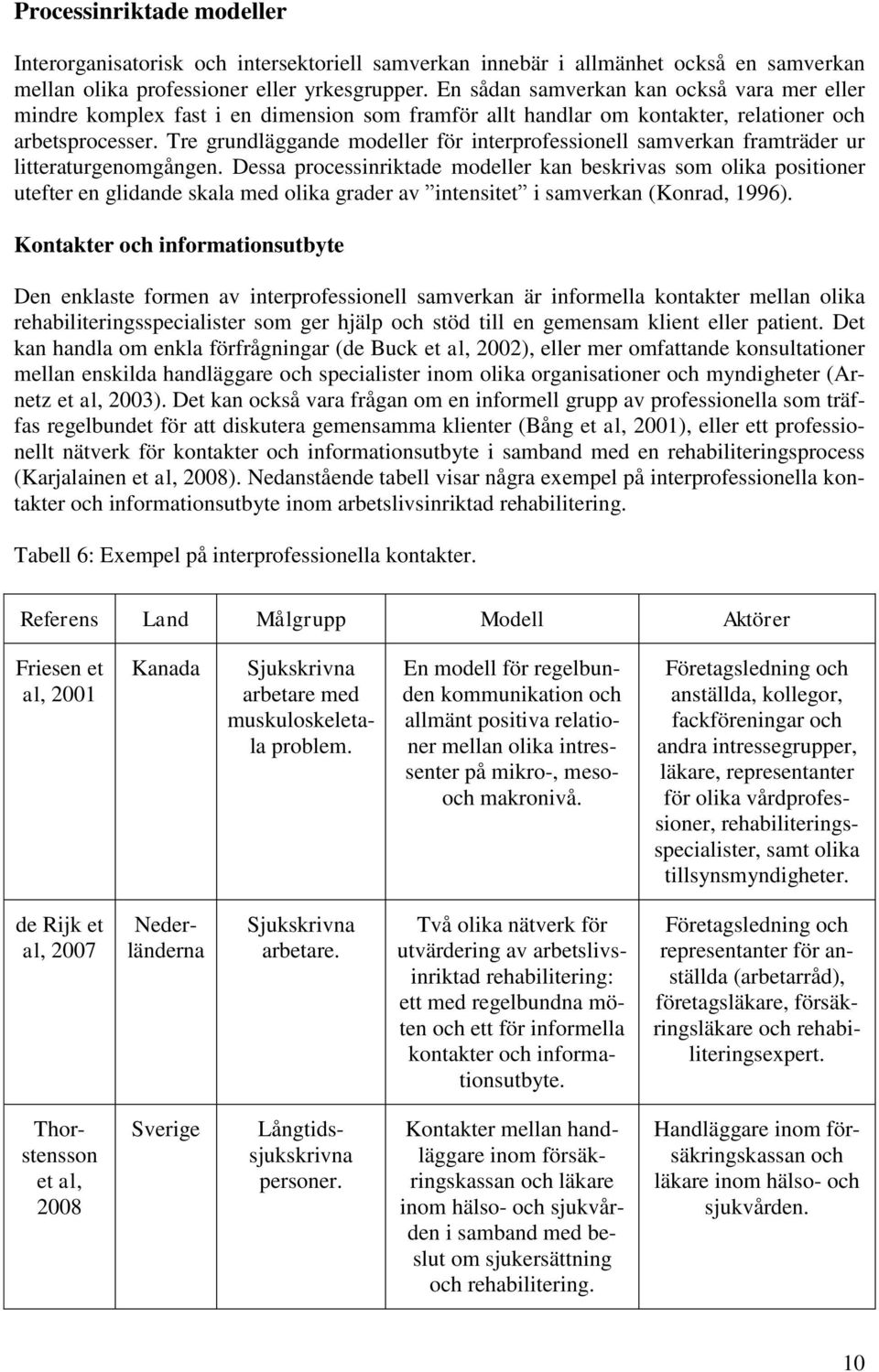 Tre grundläggande modeller för interprofessionell samverkan framträder ur litteraturgenomgången.