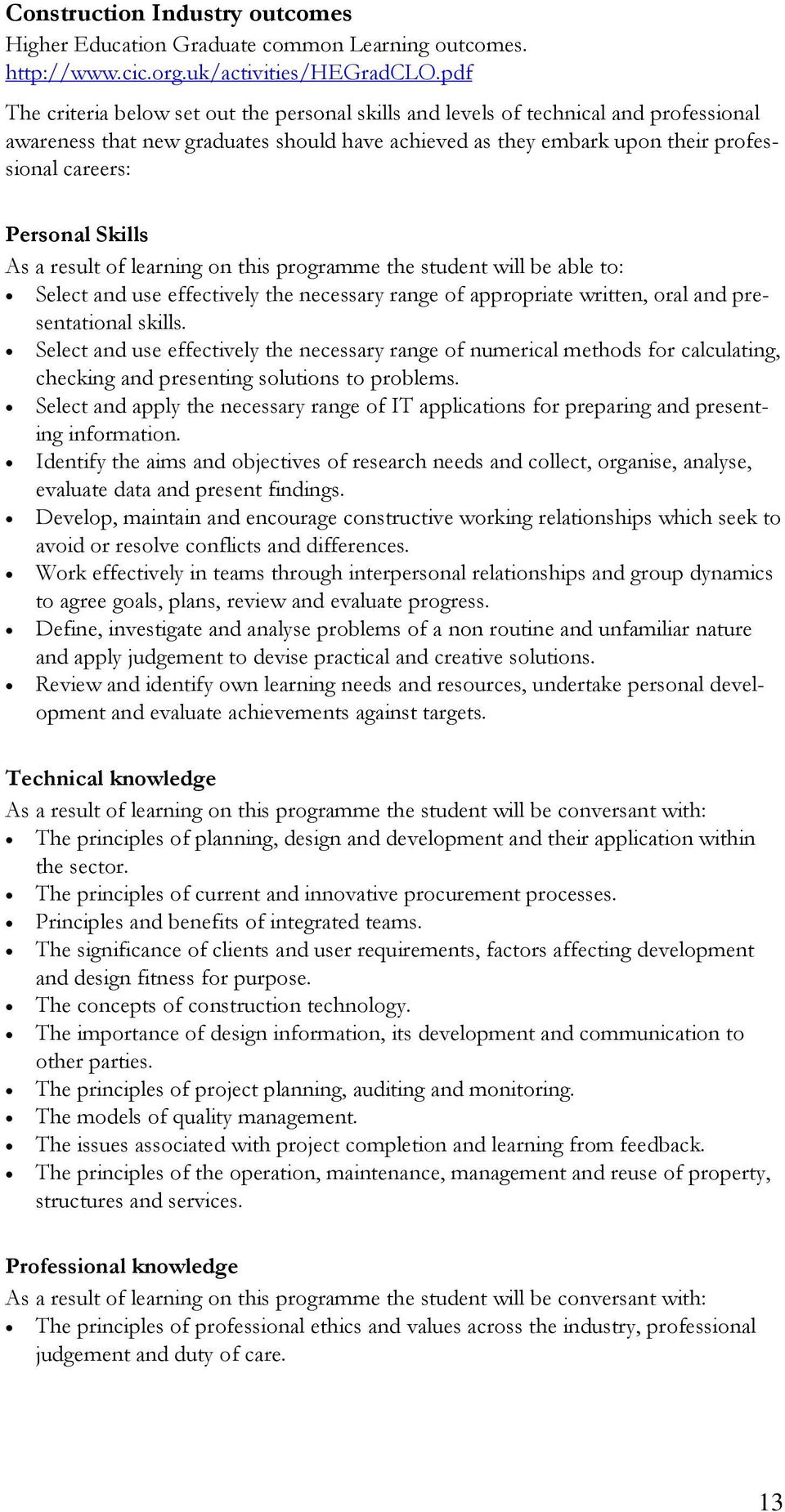 Skills As a result of learning on this programme the student will be able to: Select and use effectively the necessary range of appropriate written, oral and presentational skills.