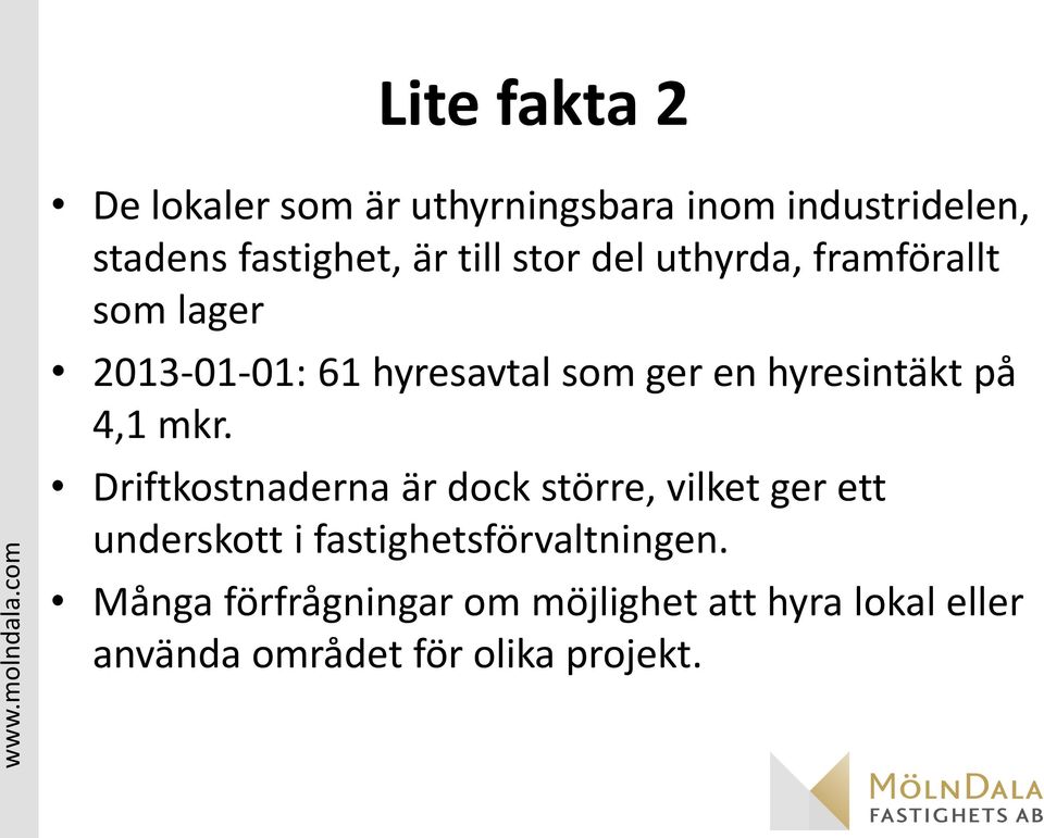 hyresintäkt på 4,1 mkr.