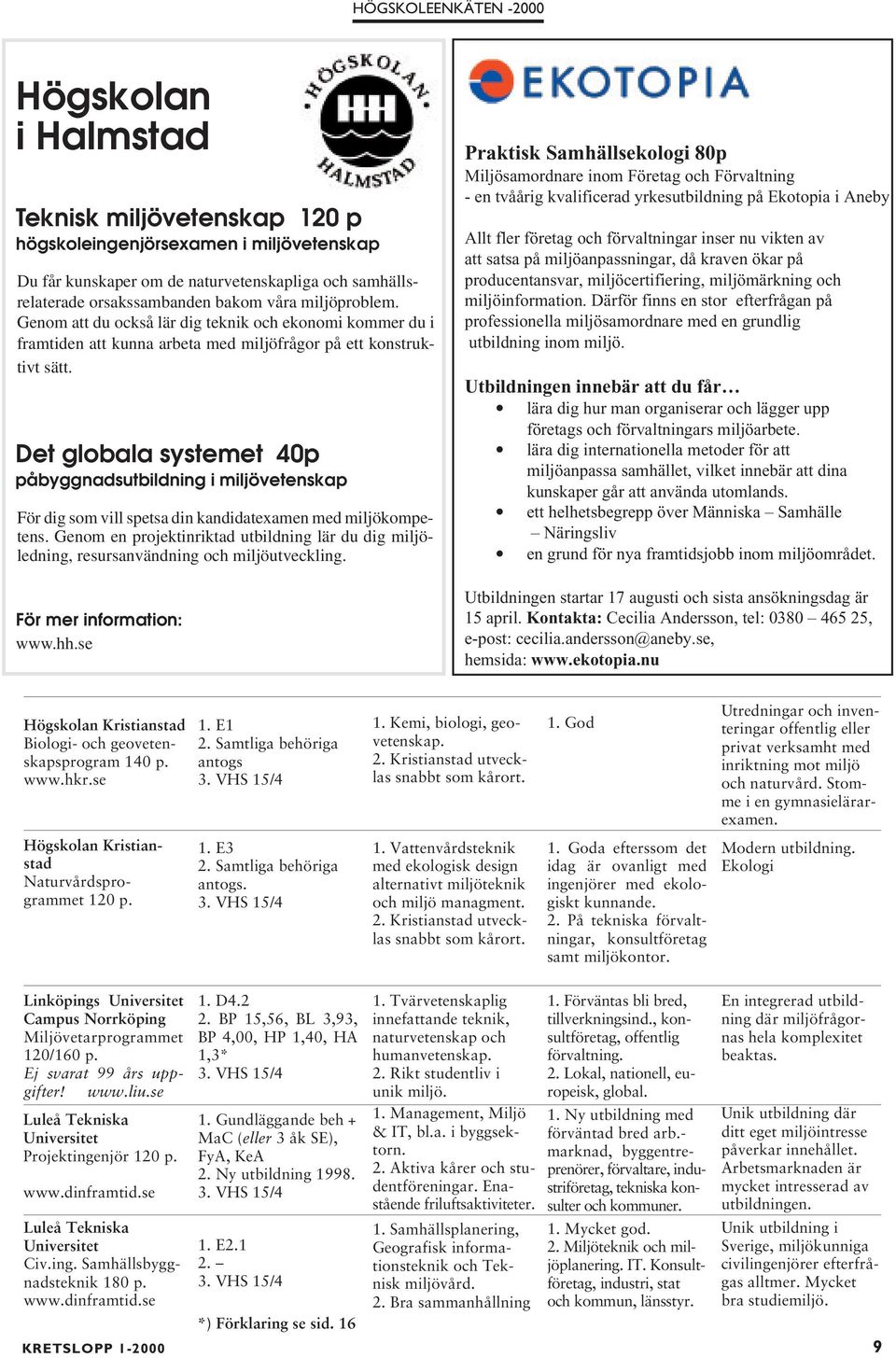 Det globala systemet 40p påbyggnadsutbildning i miljövetenskap För dig som vill spetsa din kandidatexamen med miljökompetens.