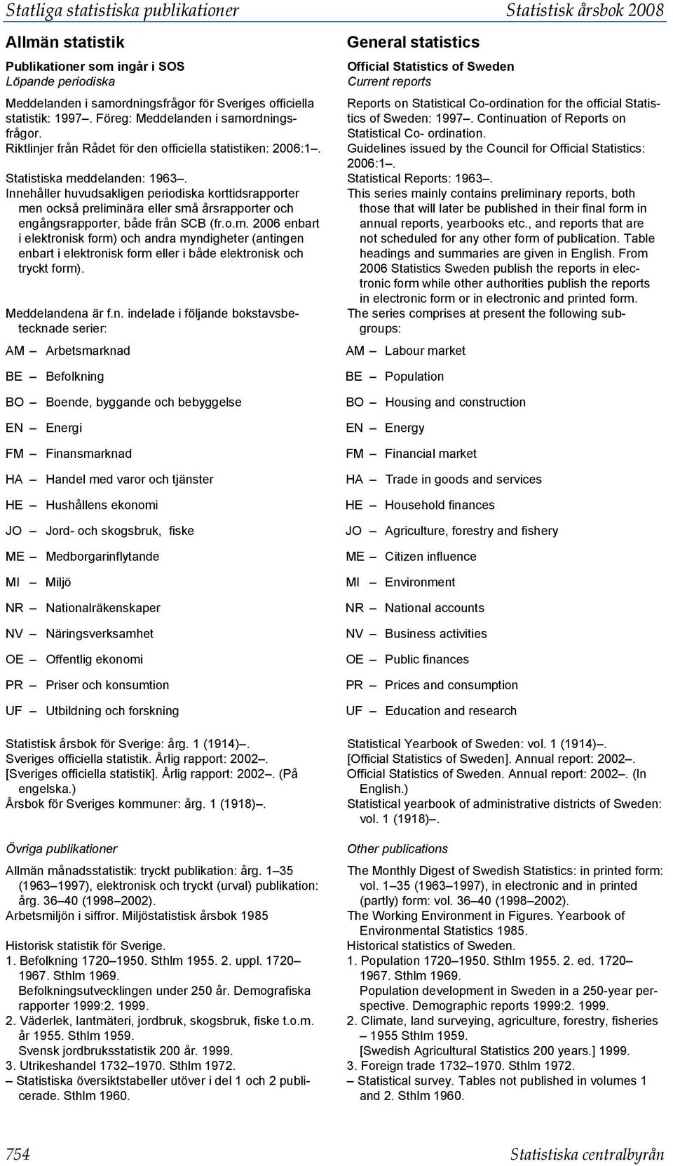 General statistics Official Statistics of Sweden Reports on Statistical Co-ordination for the official Statistics of Sweden: 1997. Continuation of Reports on Statistical Co- ordination.