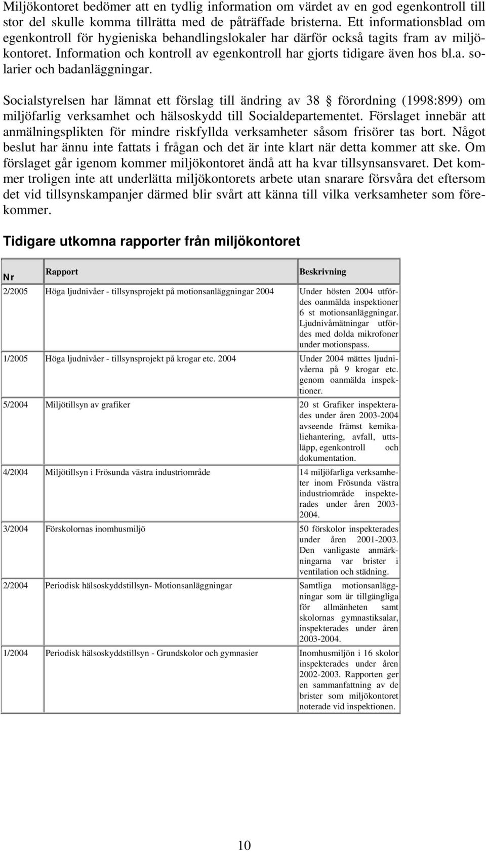 Socialstyrelsen har lämnat ett förslag till ändring av 38 förordning (1998:899) om miljöfarlig verksamhet och hälsoskydd till Socialdepartementet.