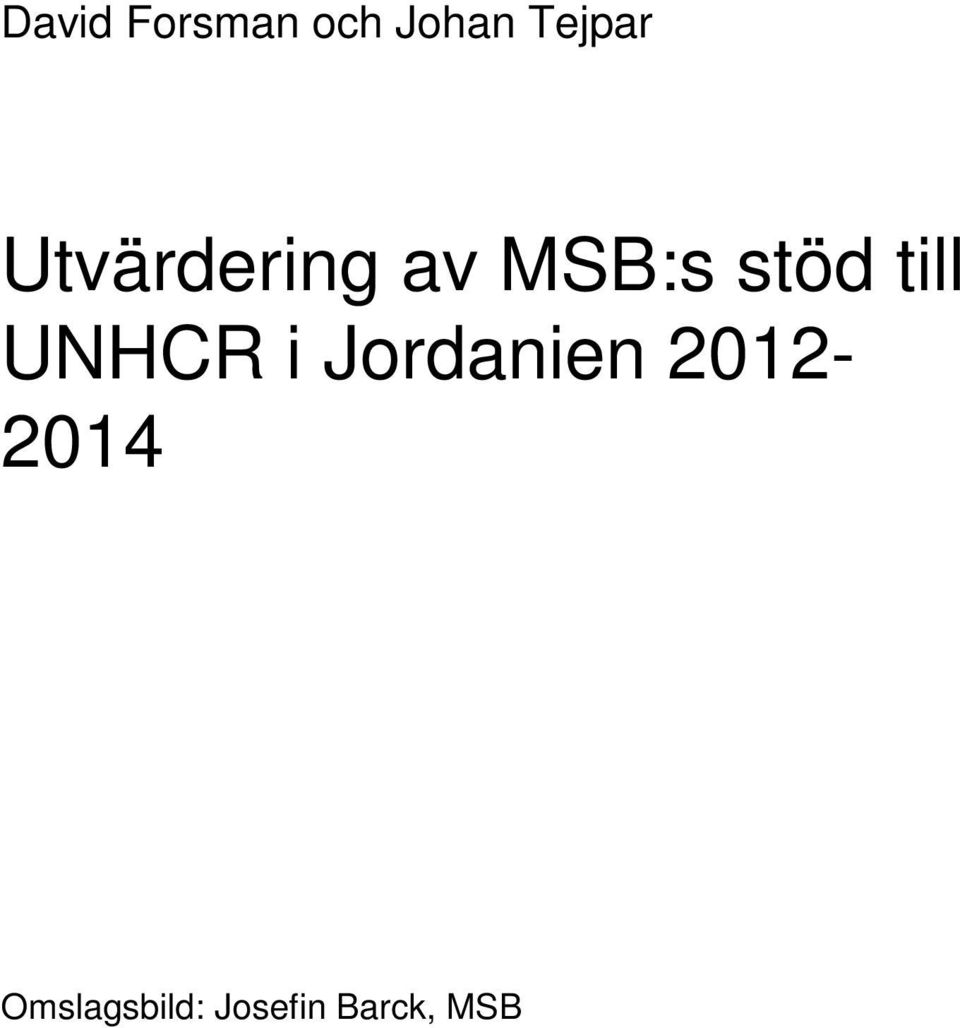 UNHCR i Jordanien 2012-2014