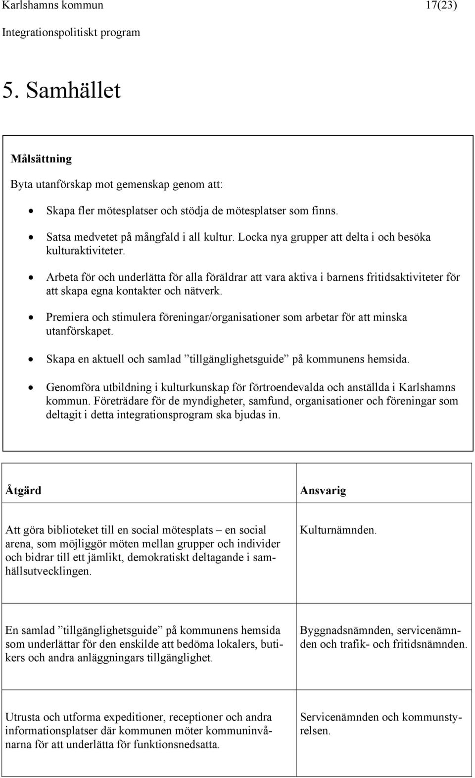 Premiera och stimulera föreningar/organisationer som arbetar för att minska utanförskapet. Skapa en aktuell och samlad tillgänglighetsguide på kommunens hemsida.