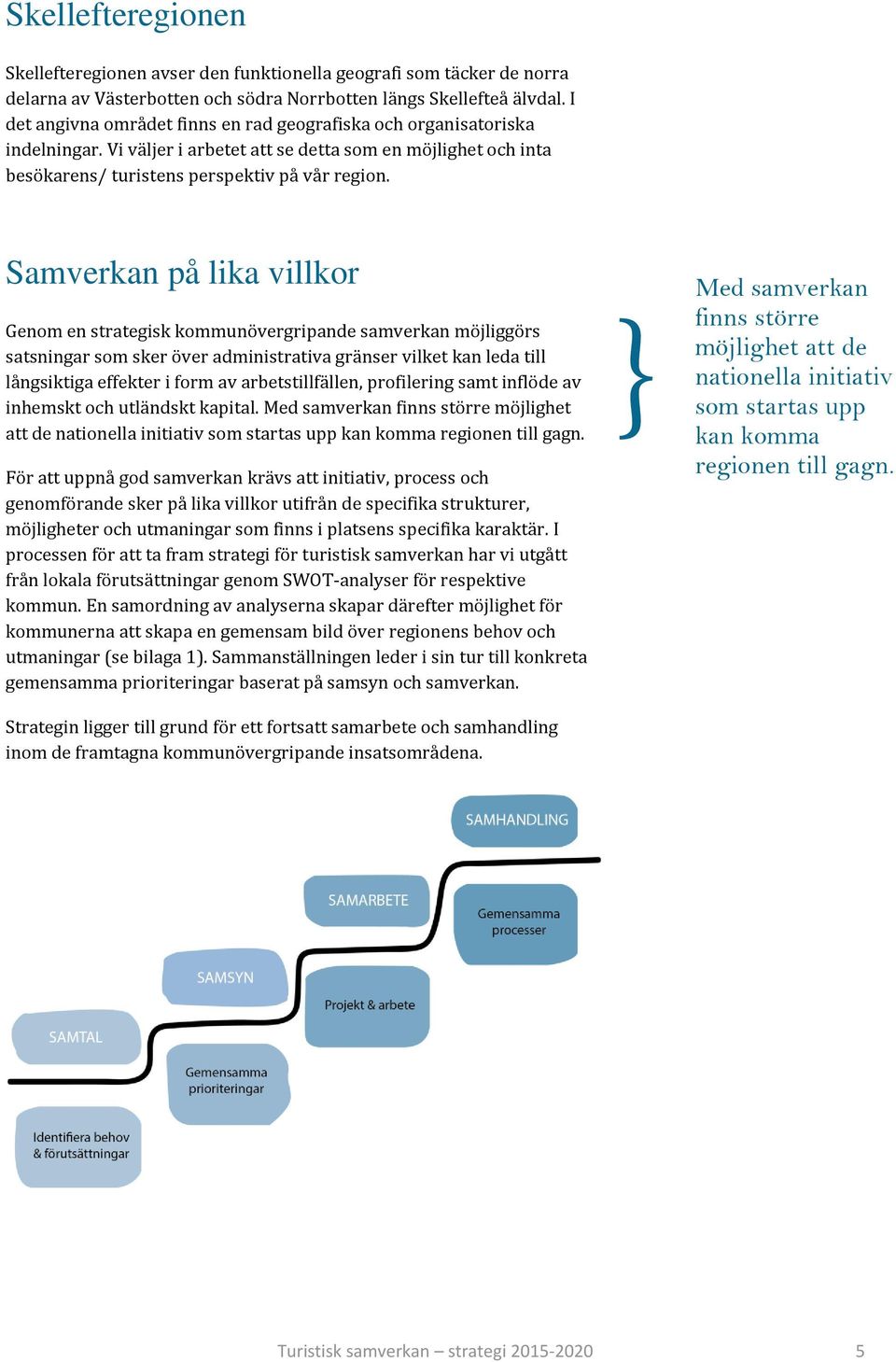 Samverkan på lika villkor Genom en strategisk kommunövergripande samverkan möjliggörs satsningar som sker över administrativa gränser vilket kan leda till långsiktiga effekter i form av