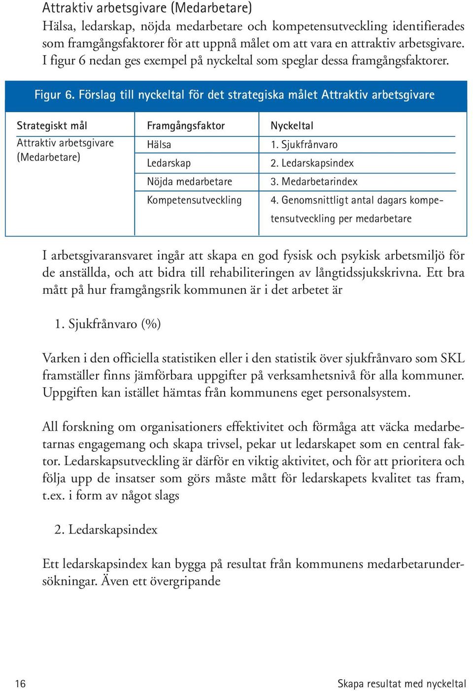 Förslag till nyckeltal för det strategiska målet Attraktiv arbetsgivare Strategiskt mål Attraktiv arbetsgivare (Medarbetare) Framgångsfaktor Hälsa Ledarskap Nöjda medarbetare Kompetensutveckling