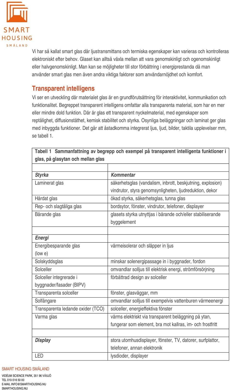 Man kan se möjligheter till stor förbättring i energiprestanda då man använder smart glas men även andra viktiga faktorer som användarnöjdhet och komfort.