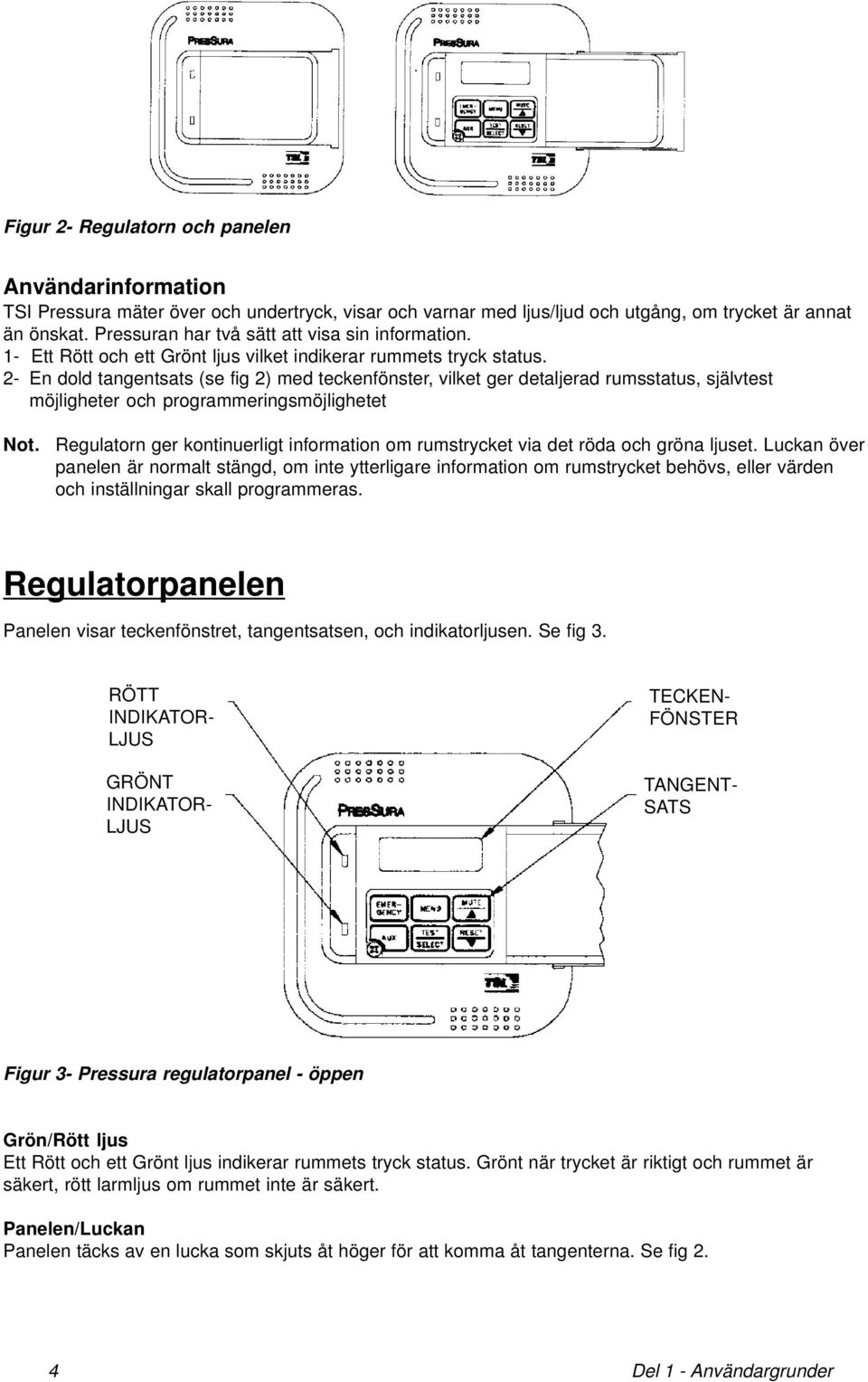 2- En dold tangentsats (se fig 2) med teckenfönster, vilket ger detaljerad rumsstatus, självtest möjligheter och programmeringsmöjlighetet Not.