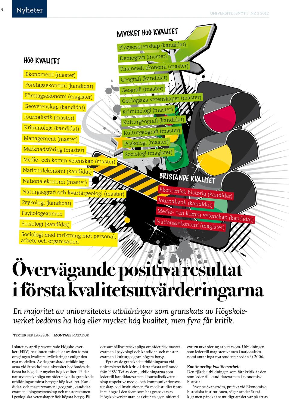 vetenskap (master) Mycket hög kvalitet Biogeovetenskap (kandidat) Demografi (master) Finansiell ekonomi (master) Geografi (kandidat) Geografi (master) Geologiska vetenskaper (master) Kriminologi