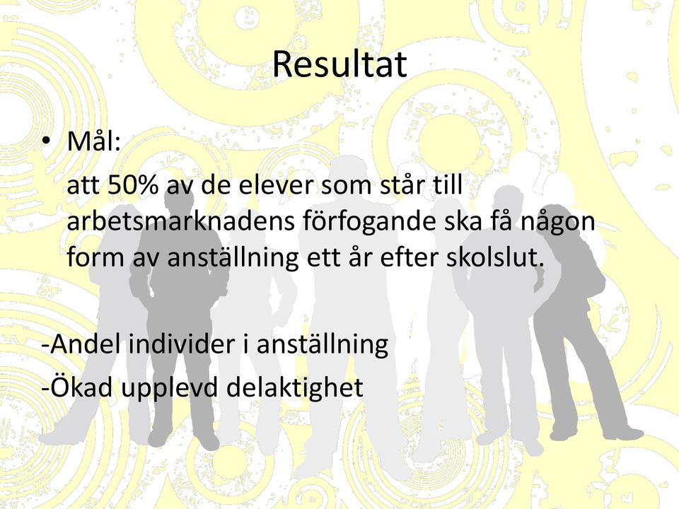 form av anställning ett år efter skolslut.