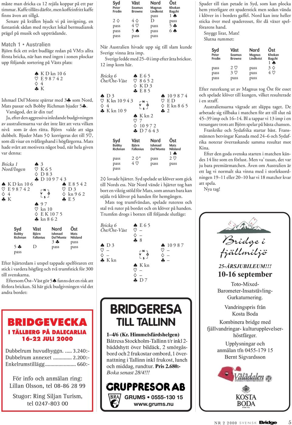 Match 1 Australien Björn fick ett svårt budläge redan på VM:s allra första bricka, när han med ingen i zonen plockar upp följande sortering på Västs plats: ß K D kn 10 6 E 9 8 7 4 2 4 ªK Ishmael Del