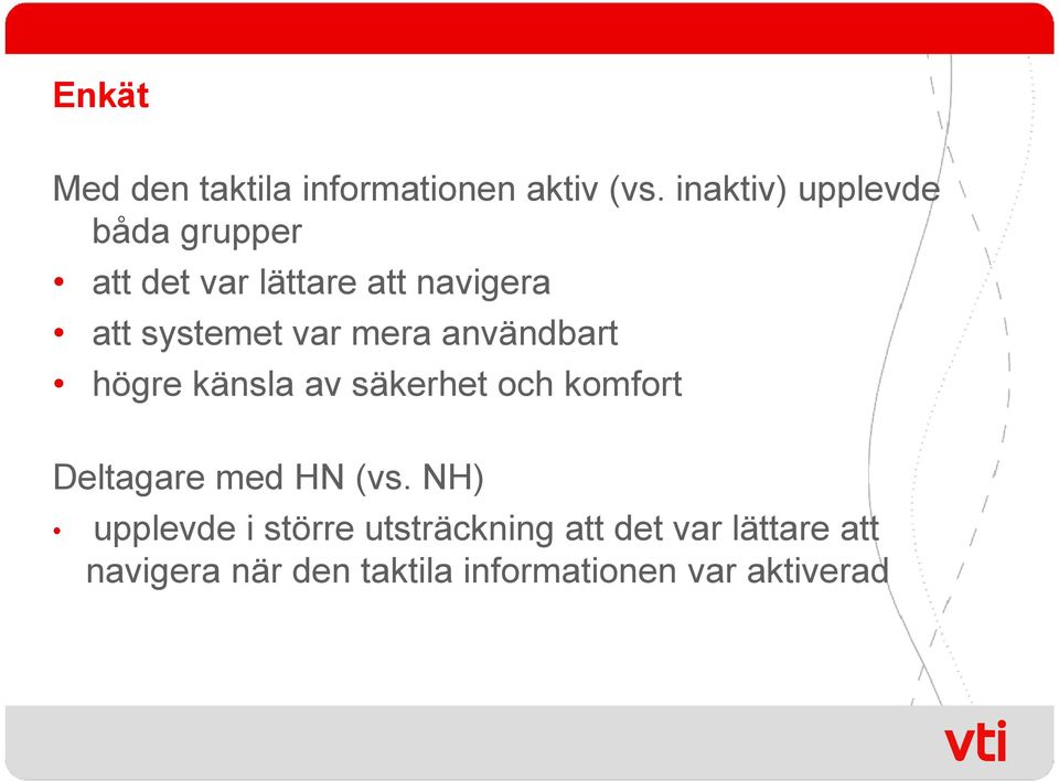 var mera användbart högre känsla av säkerhet och komfort Deltagare med HN (vs.