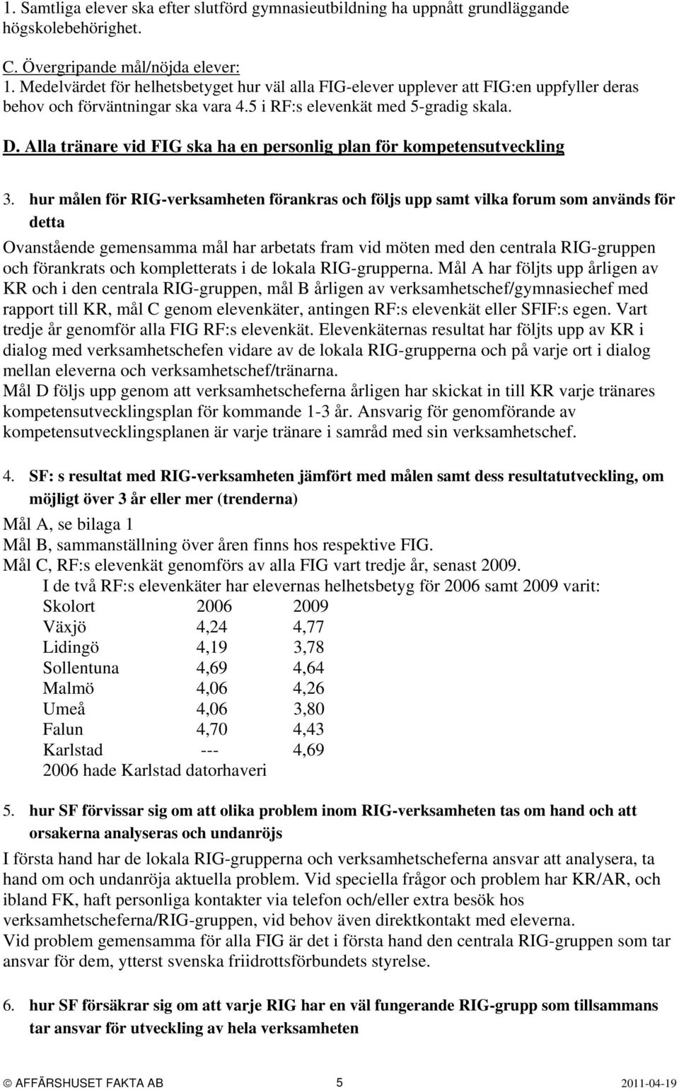 Alla tränare vid FIG ska ha en personlig plan för kompetensutveckling 3.