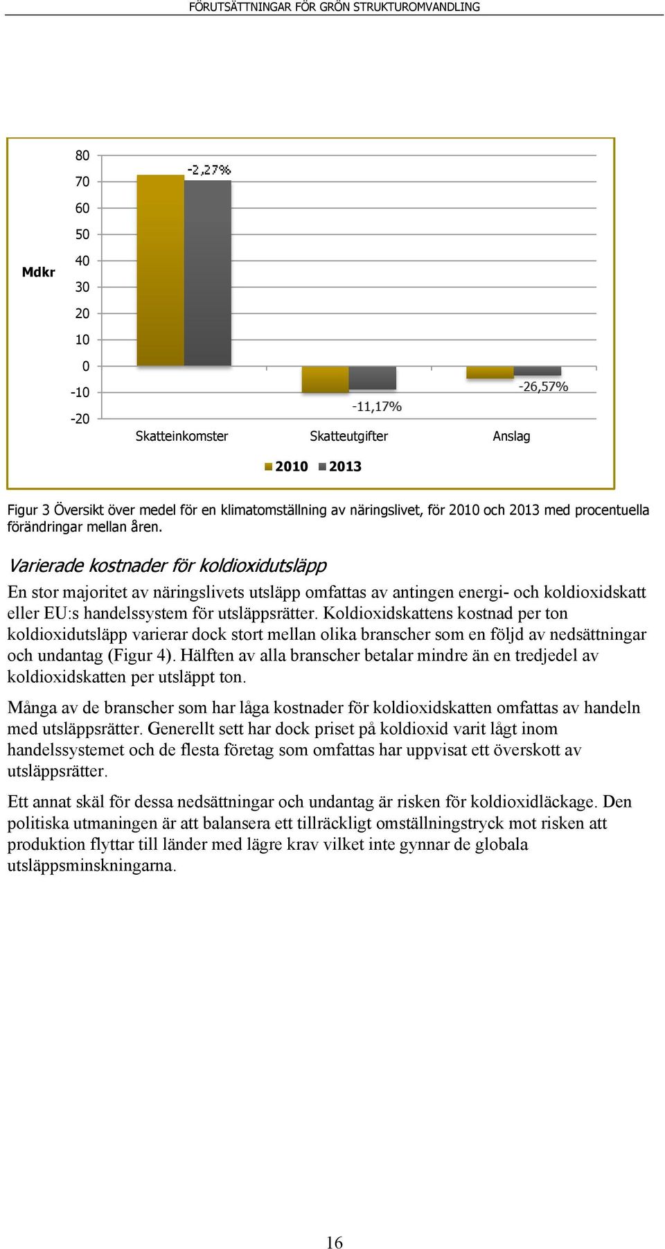 Varierade kostnader för koldioxidutsläpp En stor majoritet av näringslivets utsläpp omfattas av antingen energi- och koldioxidskatt eller EU:s handelssystem för utsläppsrätter.