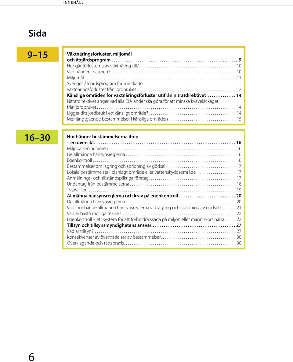 ..14 Nitratdirektivet anger vad alla EU-länder ska göra för att minska kväveläckaget från jordbruket...14 Ligger ditt jordbruk i ett känsligt område?...14 Mer långtgående bestämmelser i känsliga områden.