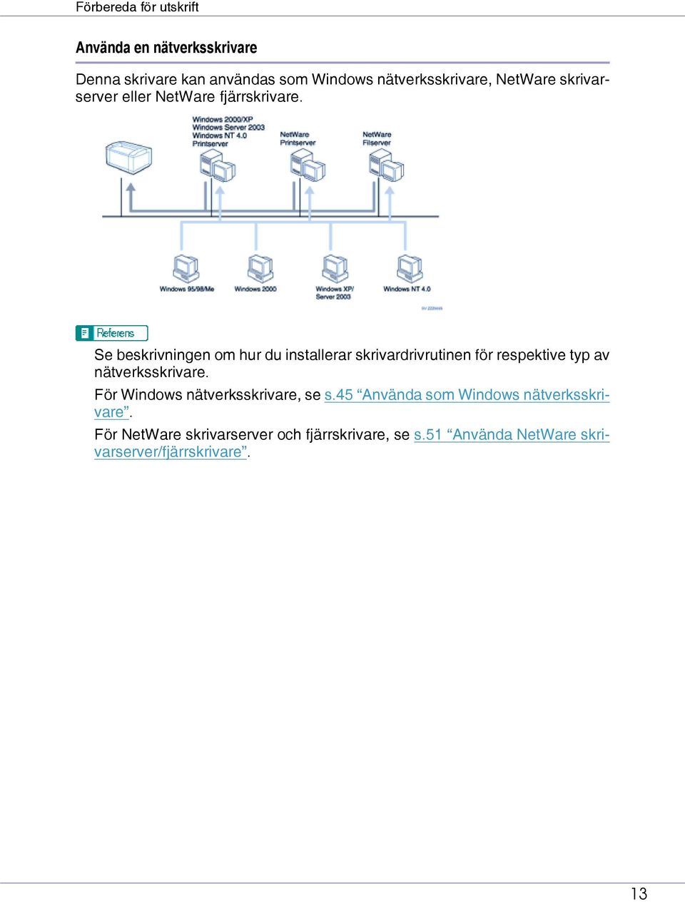 Se beskrivningen om hur du installerar skrivardrivrutinen för respektive typ av nätverksskrivare.