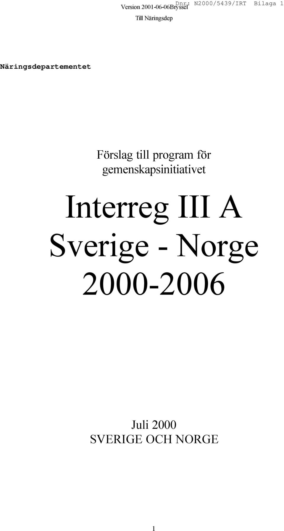 till program för gemenskapsinitiativet Interreg