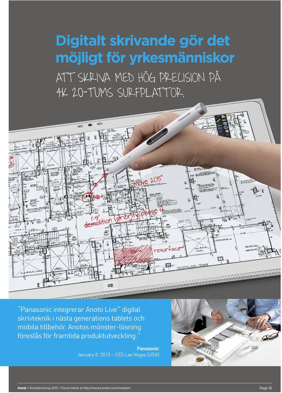 Panasonic integrerar Anoto Live digital skrivteknik i nästa generations tablets och mobila