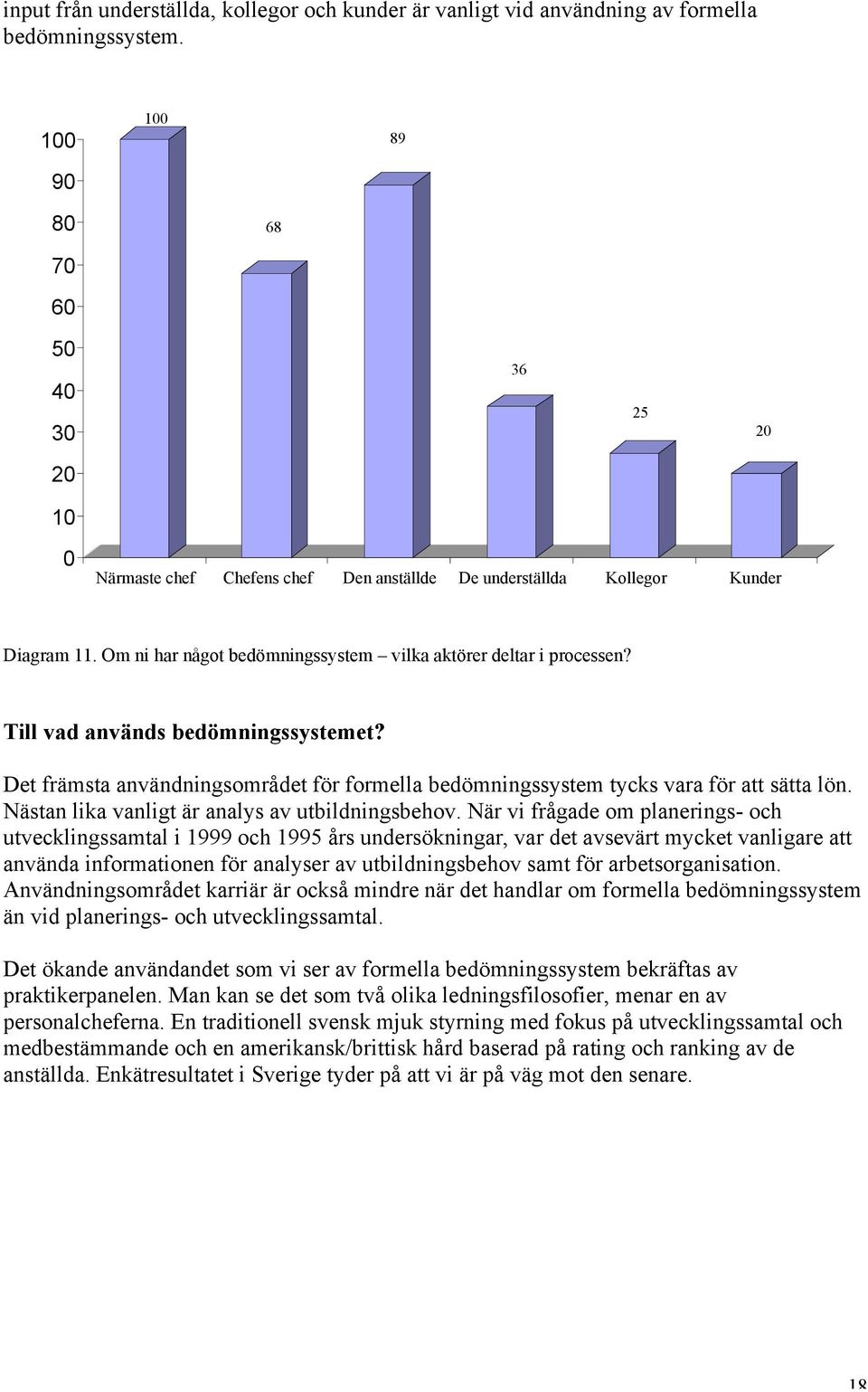 Till vad används bedömningssystemet? Det främsta användningsområdet för formella bedömningssystem tycks vara för att sätta lön. Nästan lika vanligt är analys av utbildningsbehov.