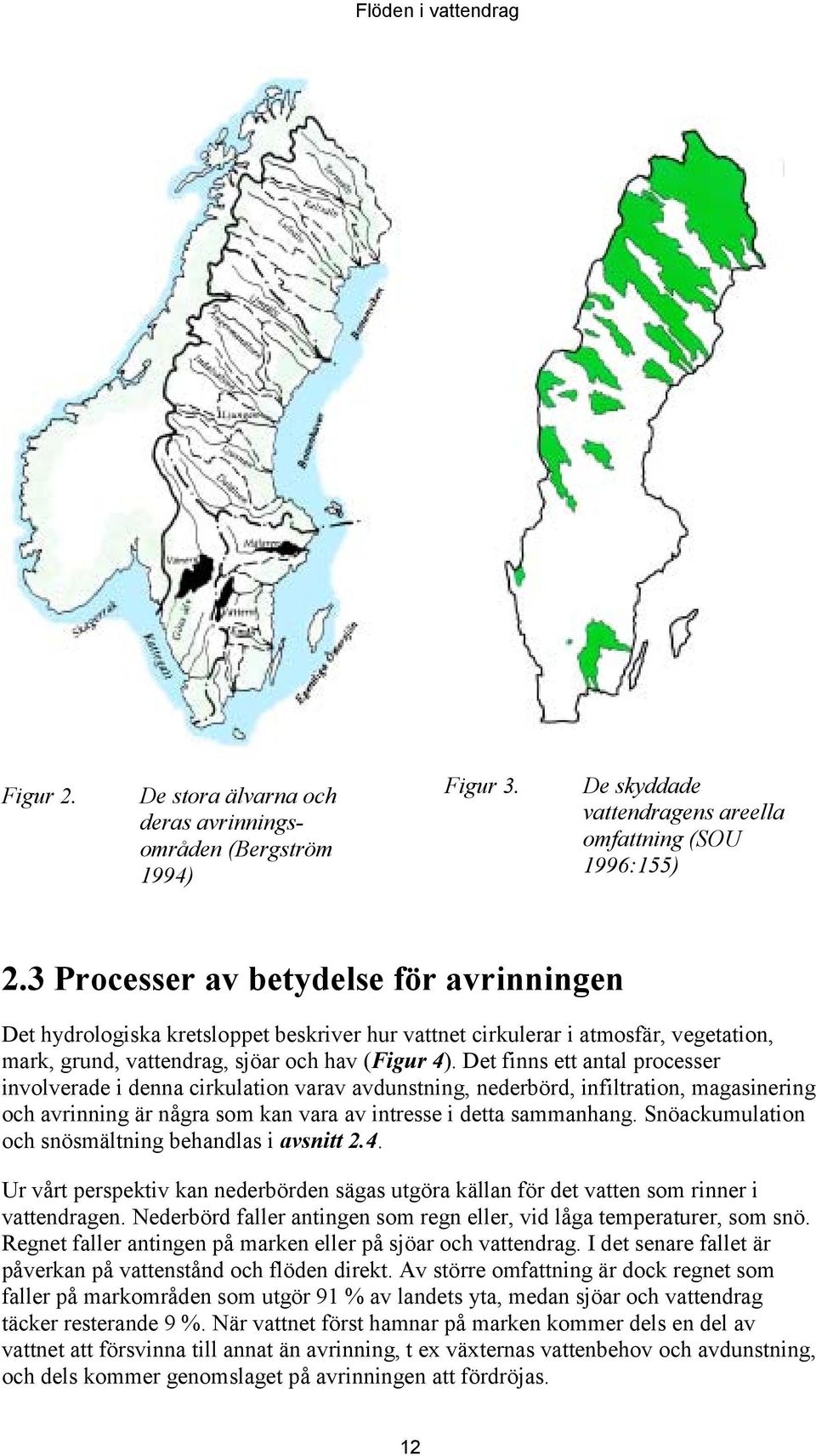 Det finns ett antal processer involverade i denna cirkulation varav avdunstning, nederbörd, infiltration, magasinering och avrinning är några som kan vara av intresse i detta sammanhang.