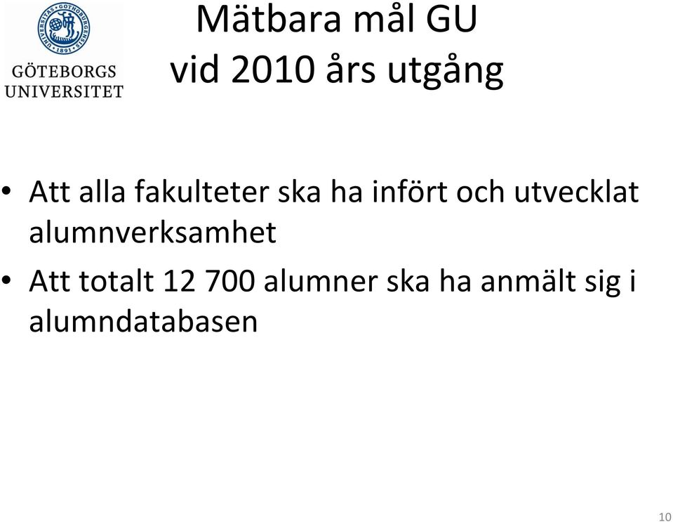 utvecklat alumnverksamhet Att totalt 12