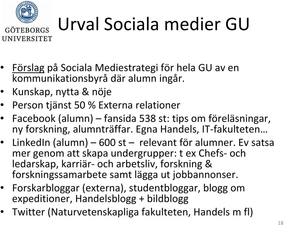 Egna Handels, IT fakulteten LinkedIn (alumn) 600 st relevant för alumner.