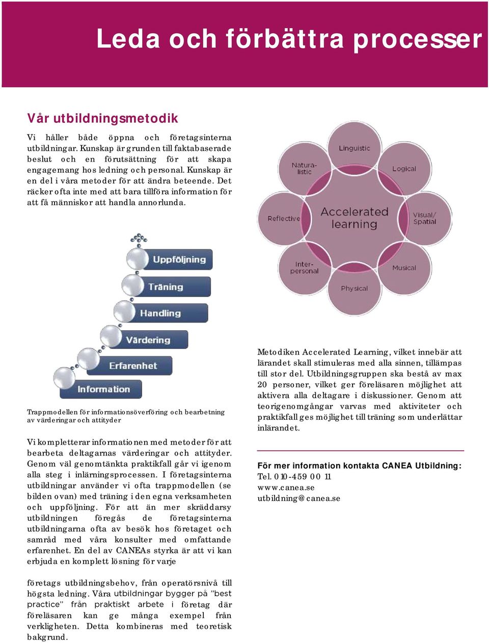 Trappmodellen för informationsöverföring och bearbetning av värderingar och attityder Vi kompletterar informationen med metoder för att bearbeta deltagarnas värderingar och attityder.