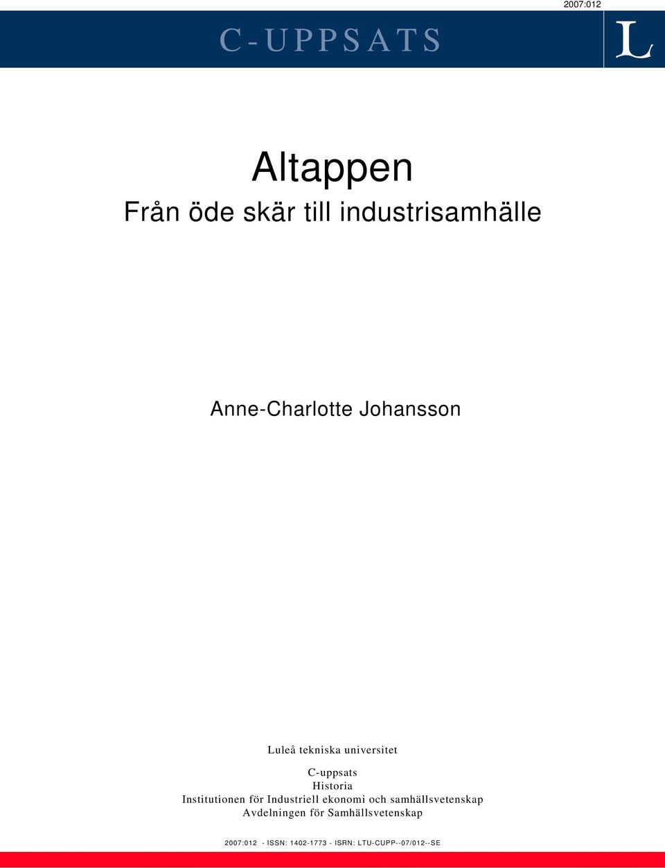 Institutionen för Industriell ekonomi och samhällsvetenskap