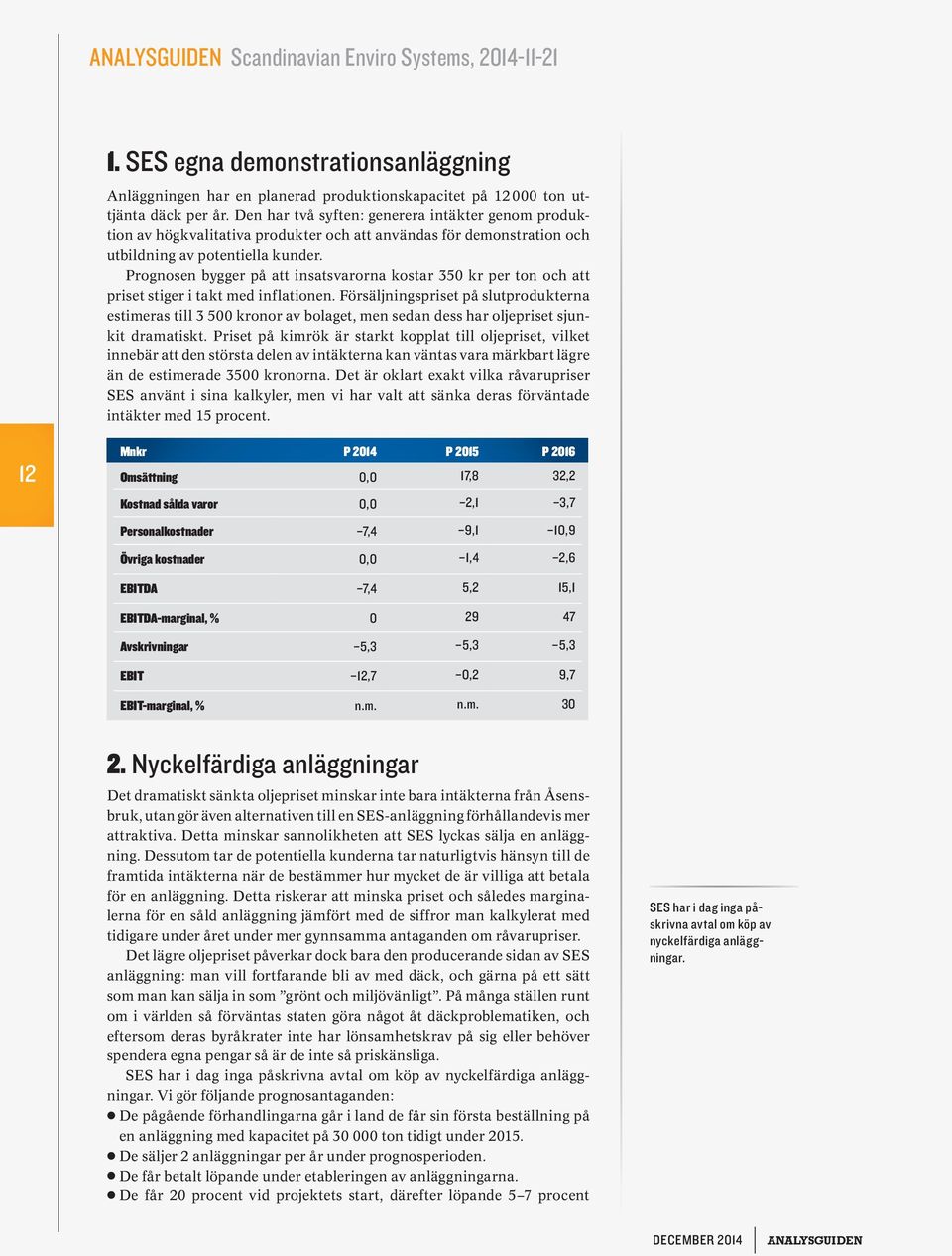 Prognosen bygger på att insatsvarorna kostar 350 kr per ton och att priset stiger i takt med inflationen.