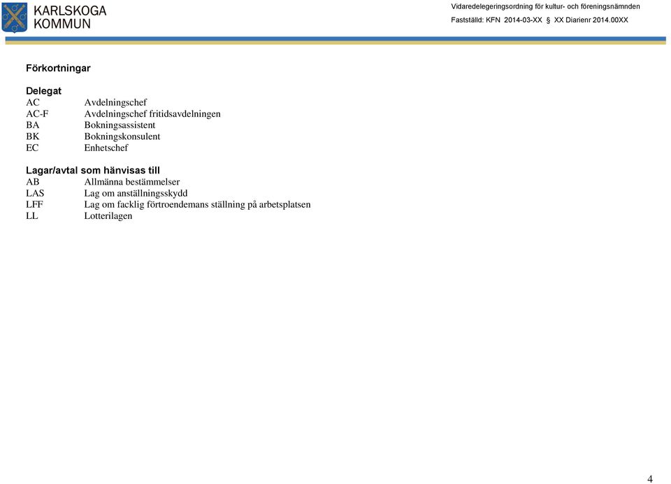 Bokningsassistent Bokningskonsulent Enhetschef Lagar/avtal som hänvisas till AB Allmänna