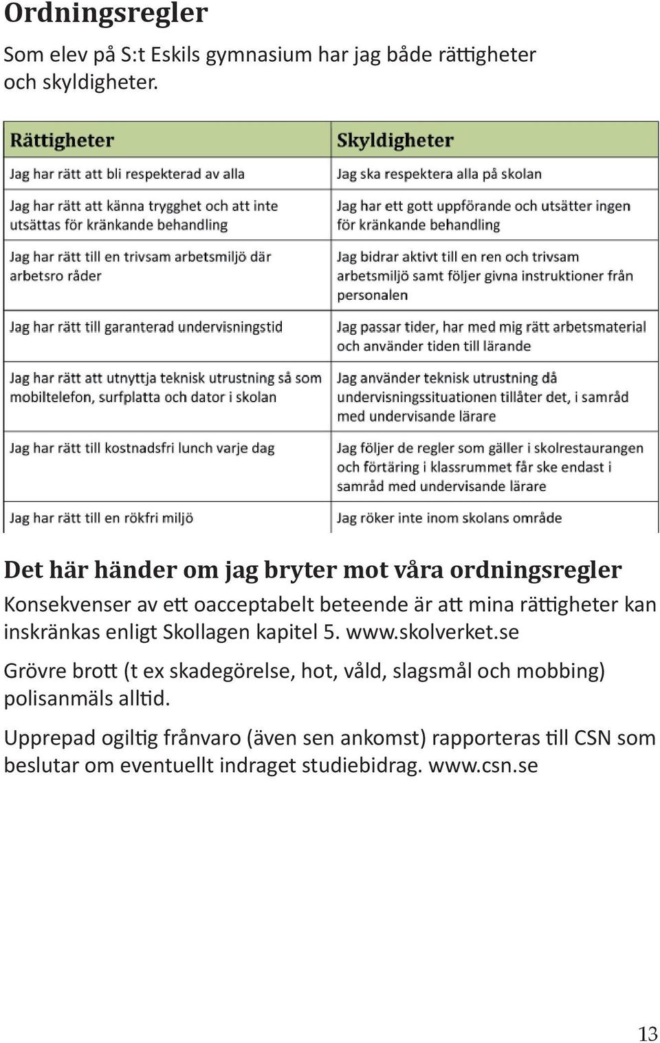 inskränkas enligt Skollagen kapitel 5. www.skolverket.