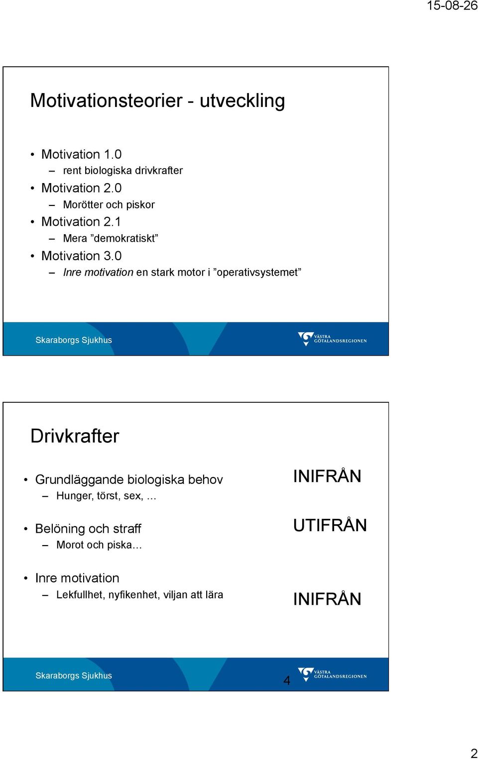 0 Inre motivation en stark motor i operativsystemet Drivkrafter Grundläggande biologiska behov