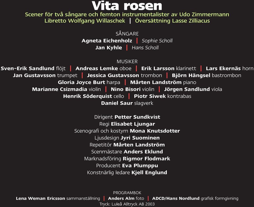 Mårten Landström piano Marianne Csizmadia violin Nino Bisori violin Jörgen Sandlund viola Henrik Söderquist cello Piotr Siwek kontrabas Daniel Saur slagverk Dirigent Petter Sundkvist Regi Elisabet