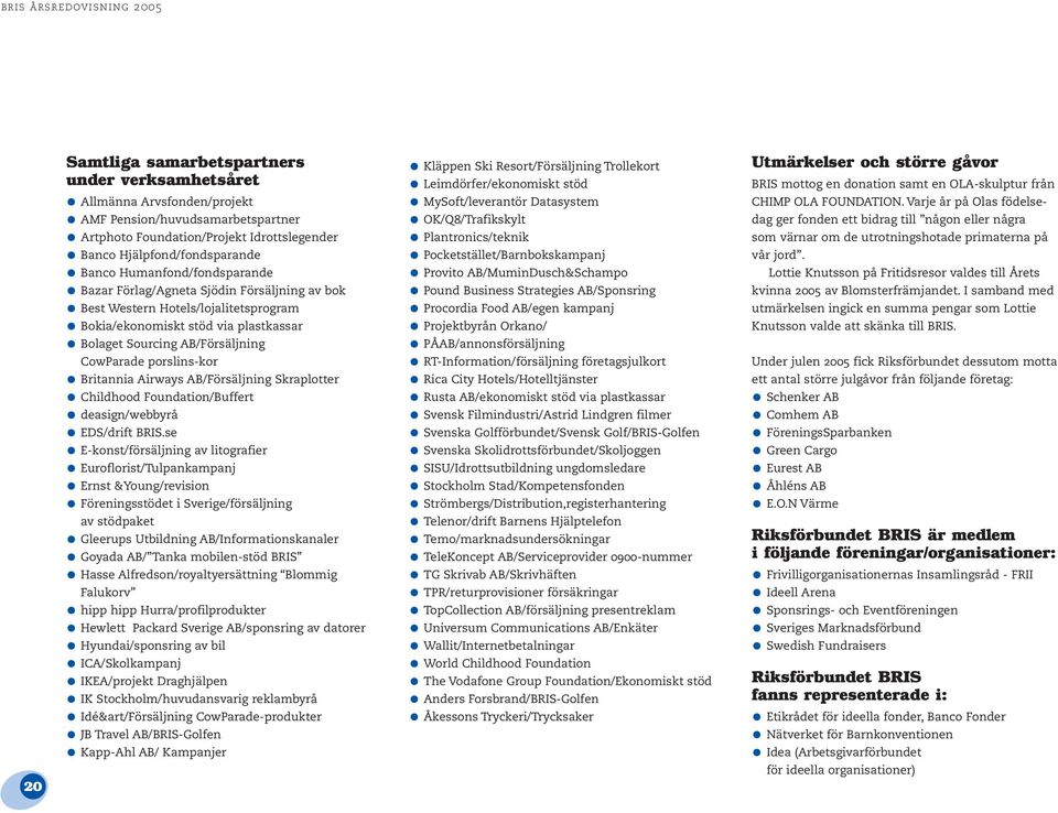 Britannia Airways AB/Försäljning Skraplotter Childhood Foundation/Buffert deasign/webbyrå EDS/drift BRIS.