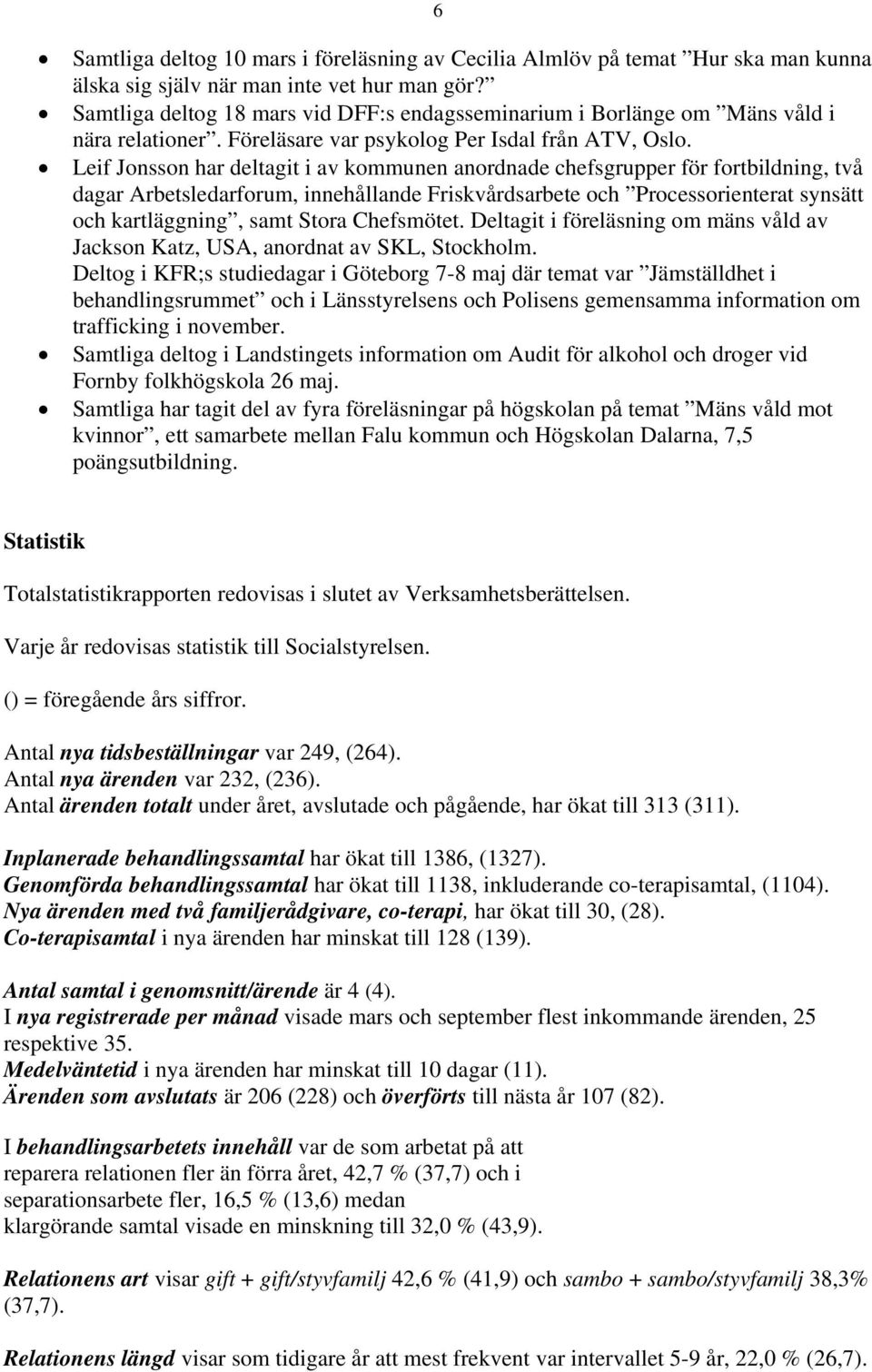 Leif Jonsson har deltagit i av kommunen anordnade chefsgrupper för fortbildning, två dagar Arbetsledarforum, innehållande Friskvårdsarbete och Processorienterat synsätt och kartläggning, samt Stora