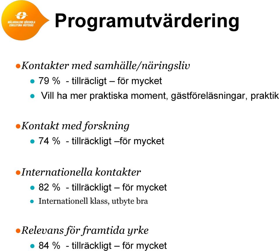 - tillräckligt för mycket Internationella kontakter 82 % - tillräckligt för mycket