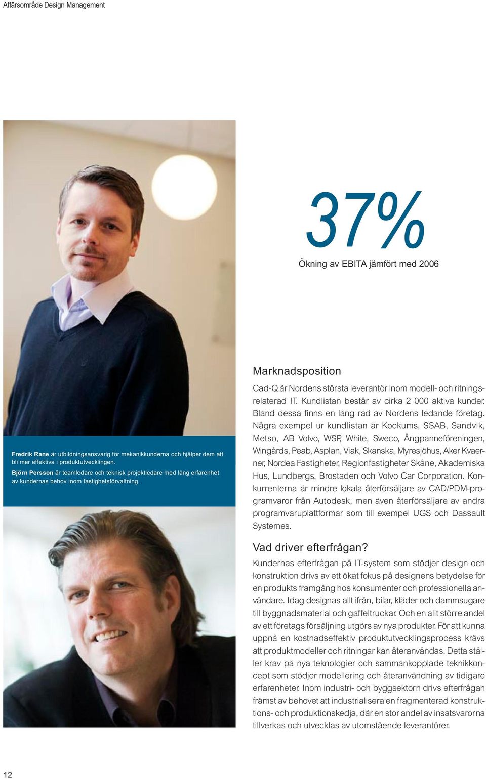 Kundlistan består av cirka 2 000 aktiva kunder. Bland dessa finns en lång rad av Nordens ledande företag.