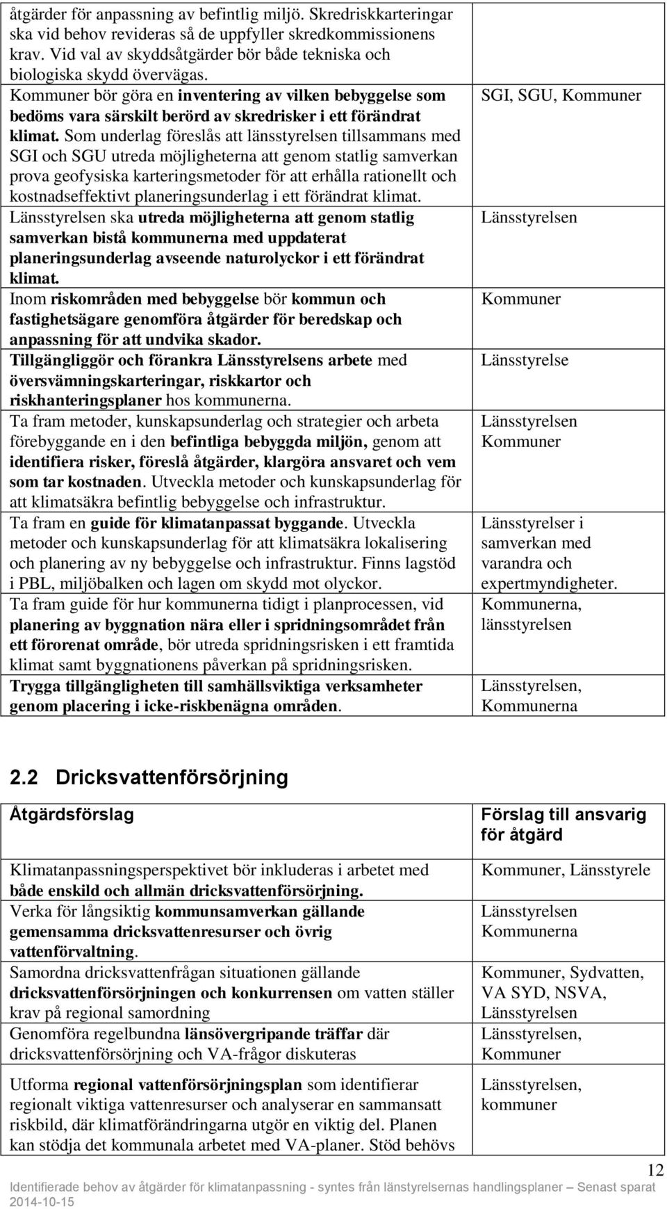 Som underlag föreslås att länsstyrelsen tillsammans med SGI och SGU utreda möjligheterna att genom statlig samverkan prova geofysiska karteringsmetoder för att erhålla rationellt och