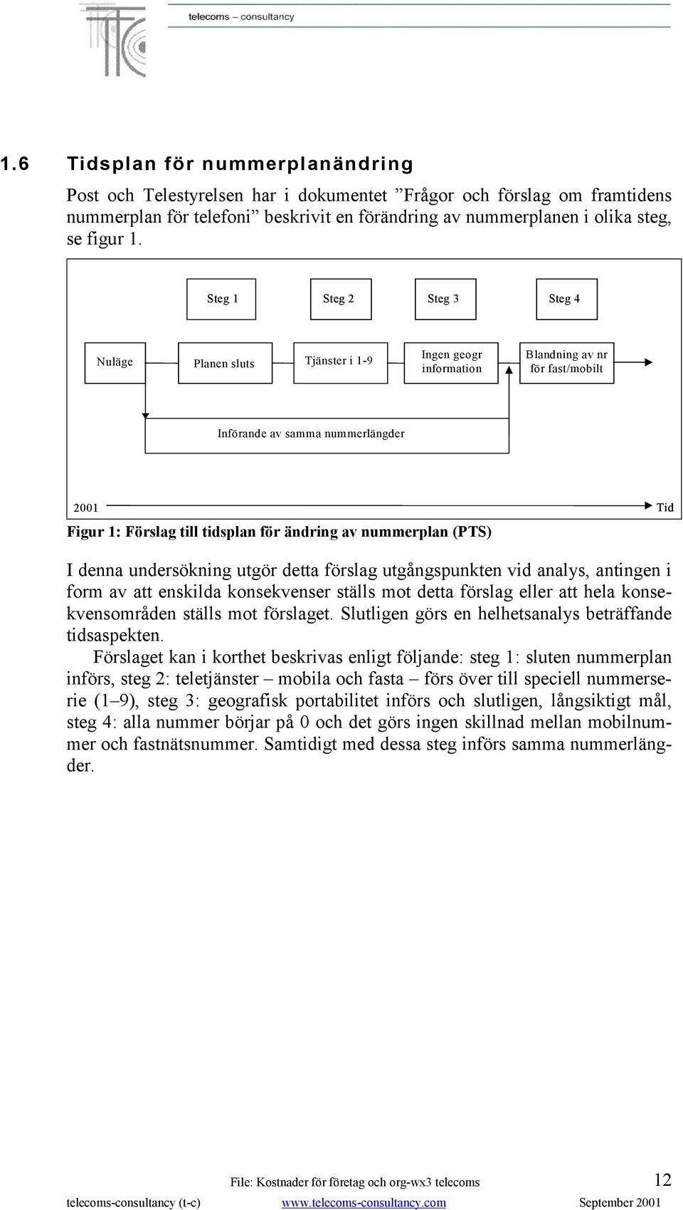 ändring av nummerplan (PTS) I denna undersökning utgör detta förslag utgångspunkten vid analys, antingen i form av att enskilda konsekvenser ställs mot detta förslag eller att hela konsekvensområden