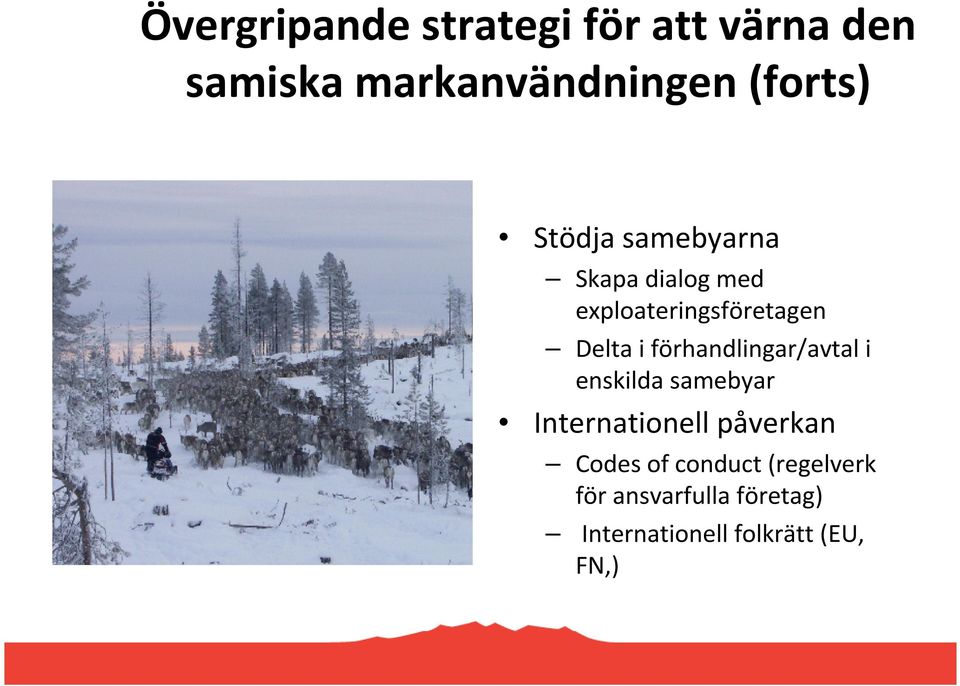 förhandlingar/avtal i enskilda samebyar Internationell påverkan Codes of