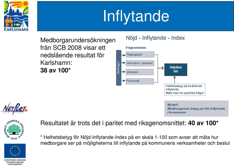 100* * Helhetsbetyg för Nöjd-Inflytande-Index på en skala 1-100 som avser att mäta