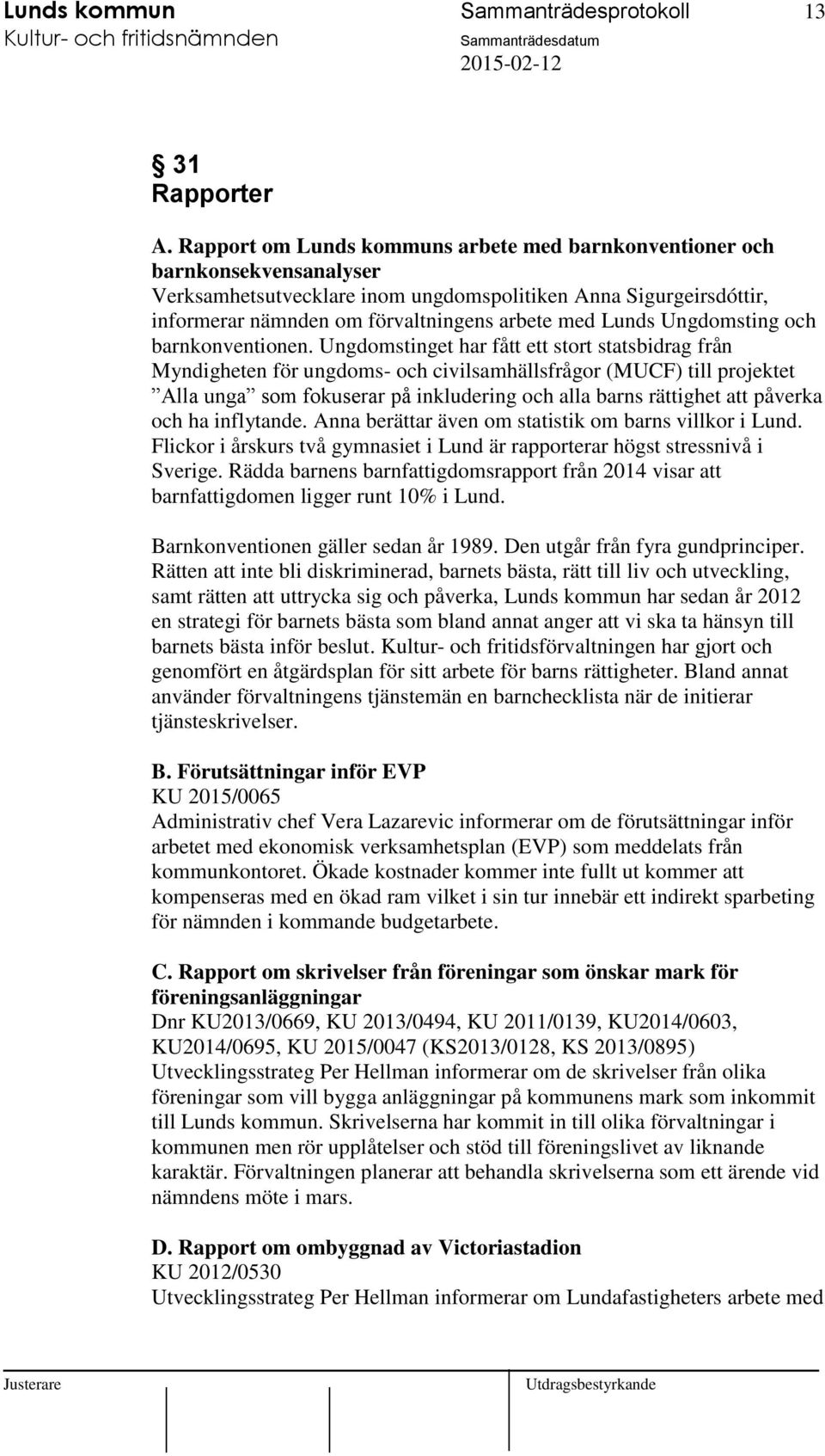 Lunds Ungdomsting och barnkonventionen.