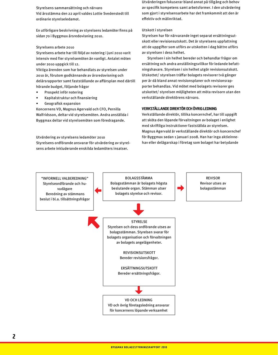 I den utvärdering som gjort i styrelsensarbete har det framkommit att den är effektiv och målinriktad.